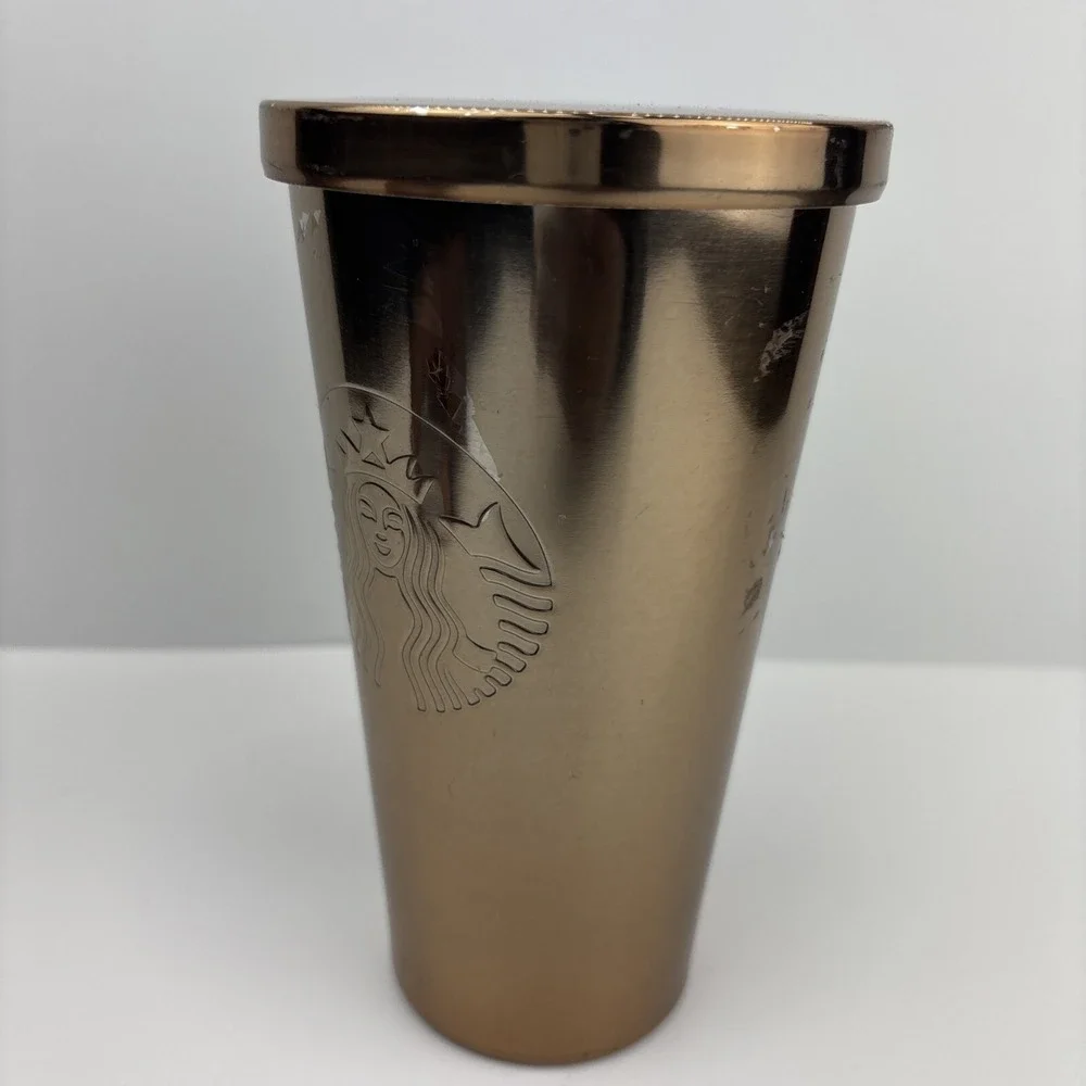 2016 Starbucks Golden Brown Cold Drink Tumbler No Straw‎
